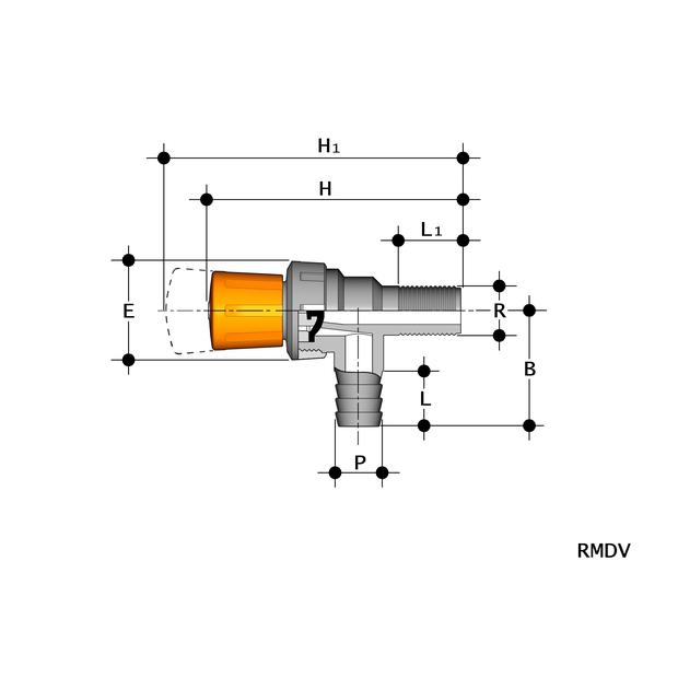 RMRPV012020E FIP PVC-U HOEKMEMBRAANAFSLUITER